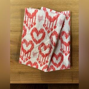 Pottery Barn (Set of 2) Red Ikat Heart Cotton Napkins (20 X 20 Inches) Love